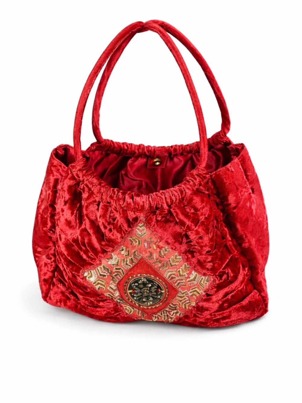 Chico’s Red Velvet Beaded Hobo Bag Boho Holiday Purse